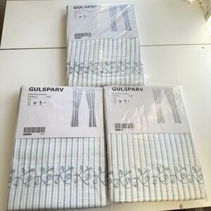 New Ikea Gulsparv Curtains Tie-Backs 3 Pairs‎ Stripe Blue White Cotton 47"x98"